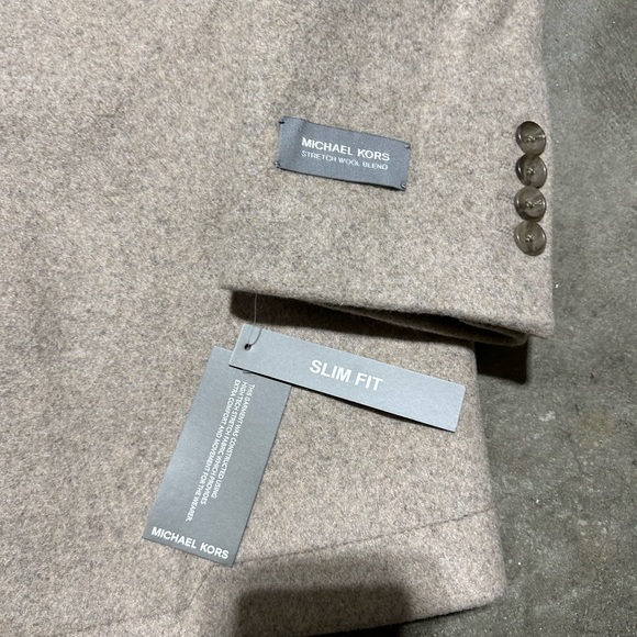 NWT Michael Kors  men’s top coat over car cream wool button stretch slim - Picture 5 of 7